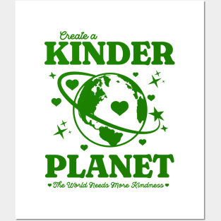 Y2K Create a Kinder Planet - Be Kind Earth Green Back Print Posters and Art